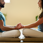 Casal praticando meditação tântrica em ambiente tranquilo