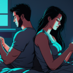 Casal olhando para celular, refletindo sobre validação online